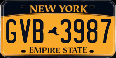 NY license plate GVB3987