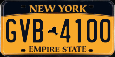 NY license plate GVB4100