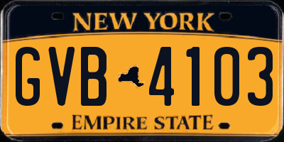 NY license plate GVB4103
