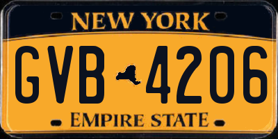 NY license plate GVB4206