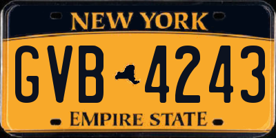 NY license plate GVB4243