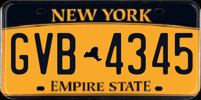 NY license plate GVB4345