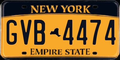NY license plate GVB4474
