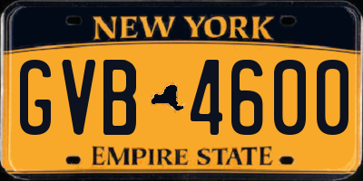 NY license plate GVB4600