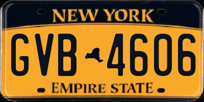 NY license plate GVB4606