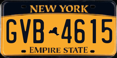 NY license plate GVB4615