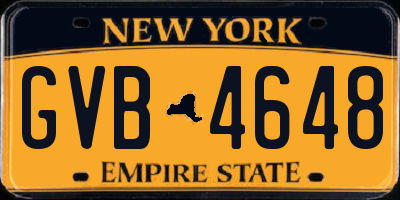 NY license plate GVB4648