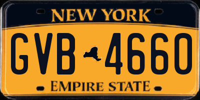 NY license plate GVB4660