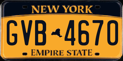NY license plate GVB4670
