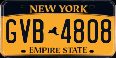 NY license plate GVB4808
