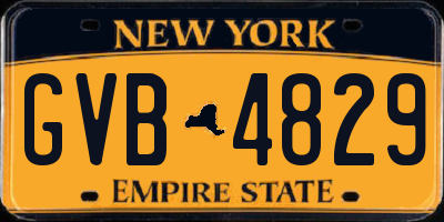 NY license plate GVB4829