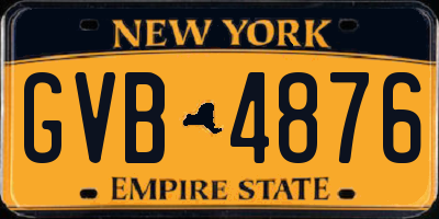 NY license plate GVB4876