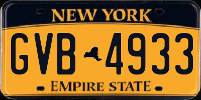 NY license plate GVB4933