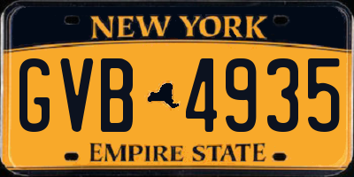 NY license plate GVB4935