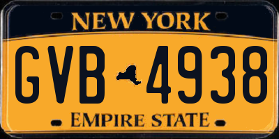 NY license plate GVB4938