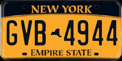 NY license plate GVB4944