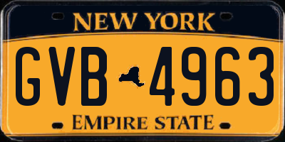NY license plate GVB4963