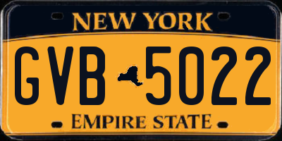 NY license plate GVB5022