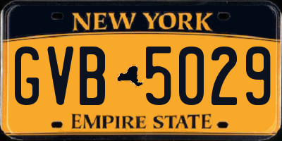 NY license plate GVB5029