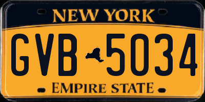 NY license plate GVB5034