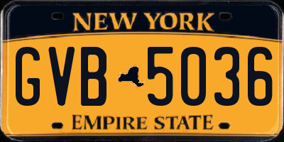NY license plate GVB5036