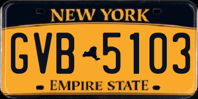 NY license plate GVB5103