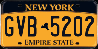 NY license plate GVB5202