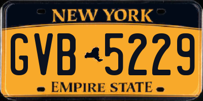 NY license plate GVB5229
