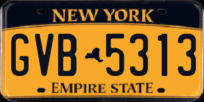 NY license plate GVB5313
