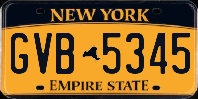 NY license plate GVB5345