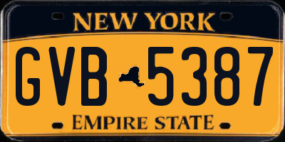 NY license plate GVB5387
