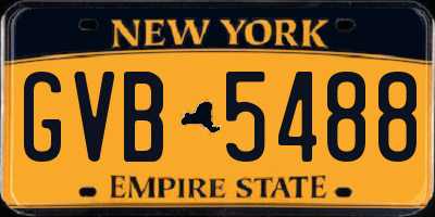 NY license plate GVB5488