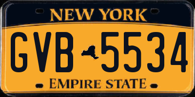 NY license plate GVB5534