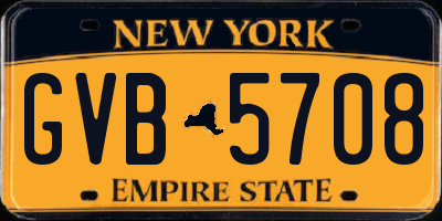 NY license plate GVB5708