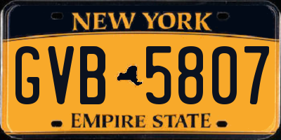 NY license plate GVB5807