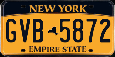NY license plate GVB5872