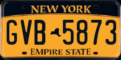 NY license plate GVB5873