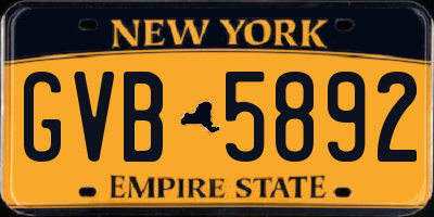 NY license plate GVB5892
