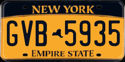 NY license plate GVB5935