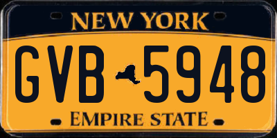 NY license plate GVB5948