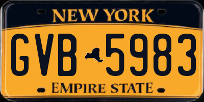 NY license plate GVB5983