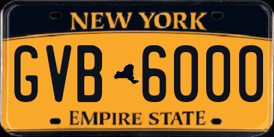NY license plate GVB6000