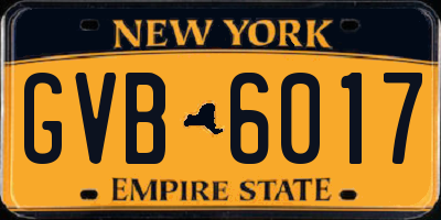 NY license plate GVB6017
