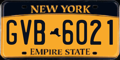 NY license plate GVB6021