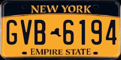 NY license plate GVB6194