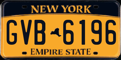 NY license plate GVB6196