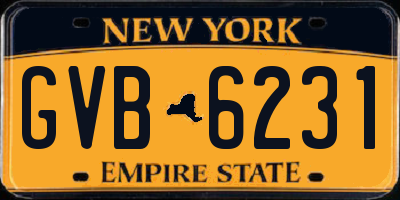 NY license plate GVB6231