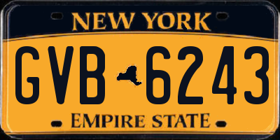 NY license plate GVB6243