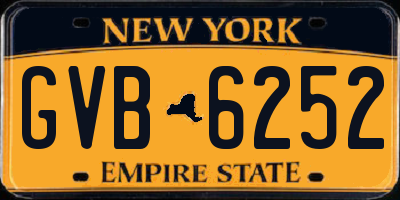 NY license plate GVB6252