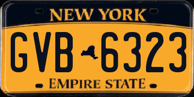 NY license plate GVB6323